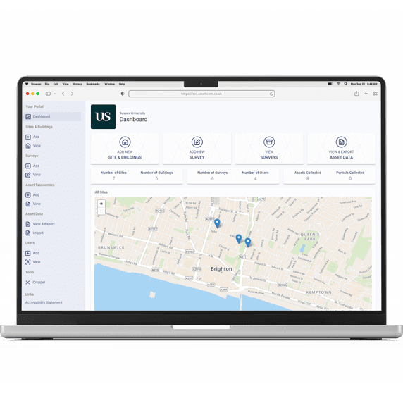 Laptop with Asseticom surveying dashboard