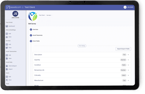 Tablet displaying survey builder