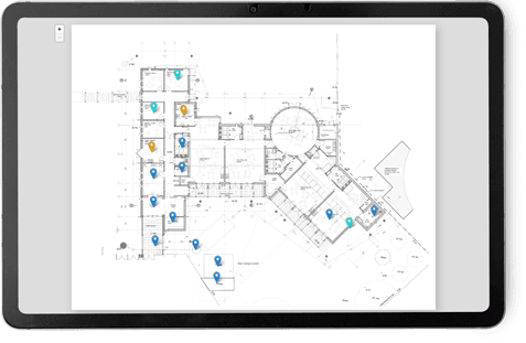 Tablet displaying interactive floorplan