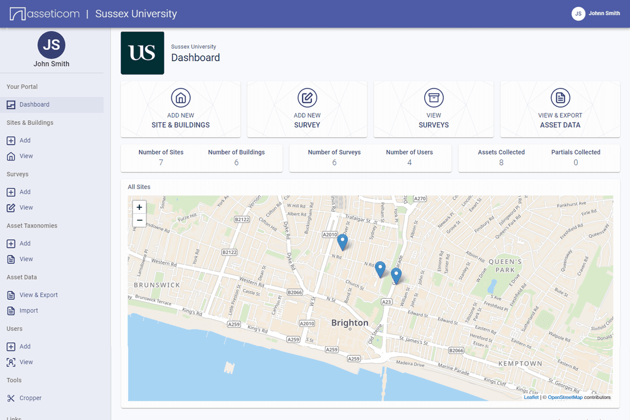 Tablet with survey locations